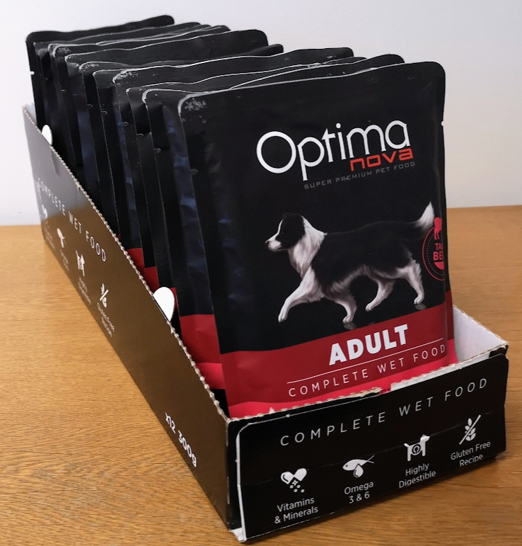 OPTIMANOVA DOG MÄRKÄ ADULT BEEF&RICE 300G POUCH me12