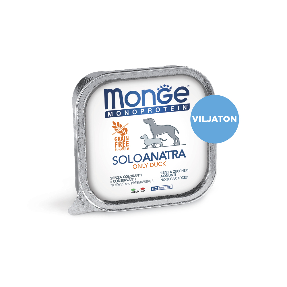 Monge dog adult Monoprotein ankka 150g vuoka