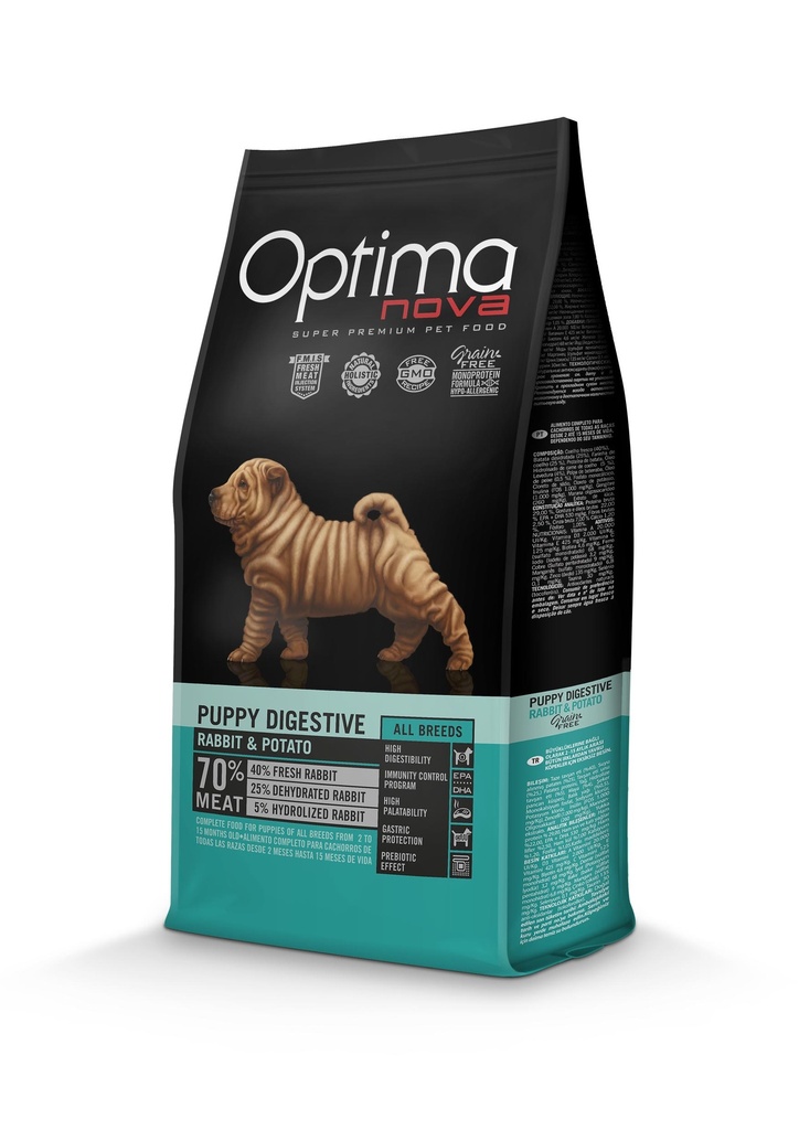 Optimanova dog puppy digestive rabbit&potato grain free 2kg