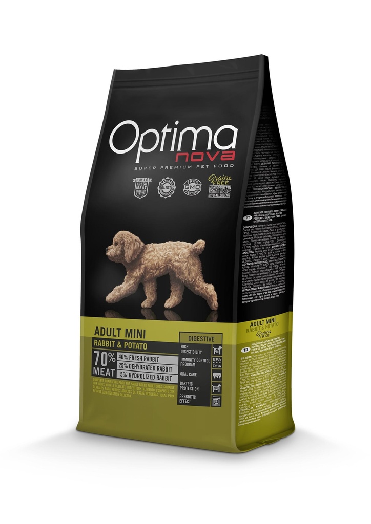 Optimanova dog digestive mini rabbit&potato grain free 8kg