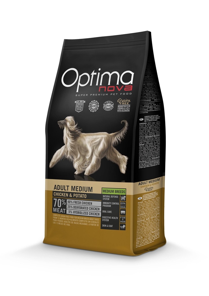 Optimanova dog adult medium chicken&potato grain free 2kg
