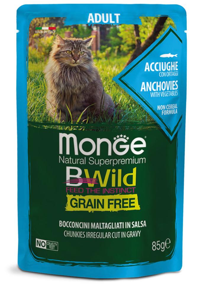 Monge BWild cat anjovis-vihannes 85 g pss me 28