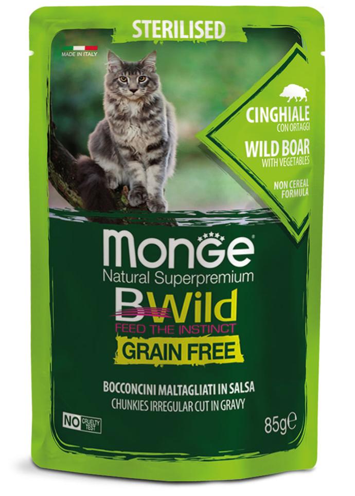 Monge cat adult sterilised BWild villisika-kasvis 85g pouch