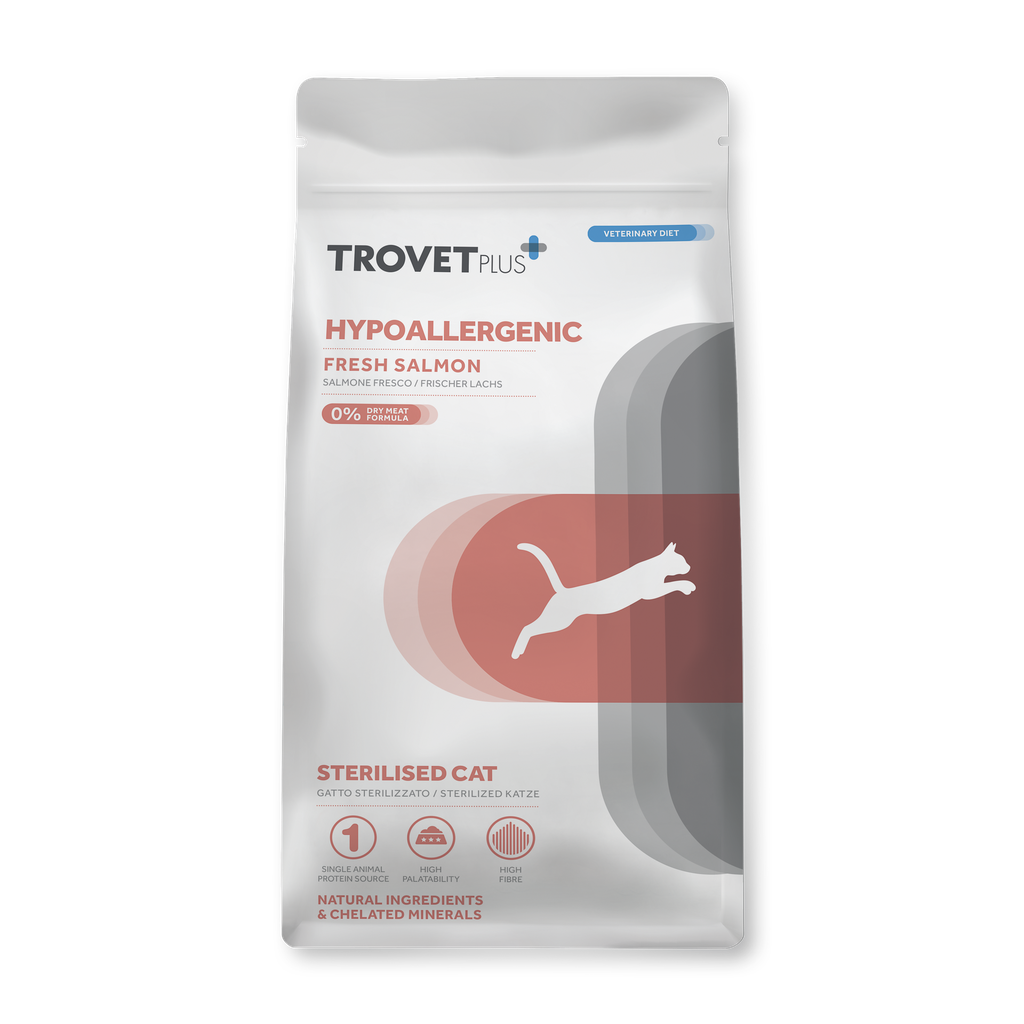 Trovet Plus Sterilised Hypoallergenic lohi kissoille 2,5 kg