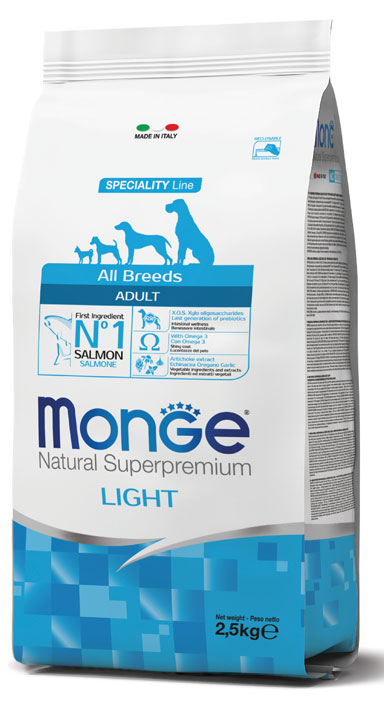 Monge dog adult Natural Superpremium Light lohi-riisi 2,5kg