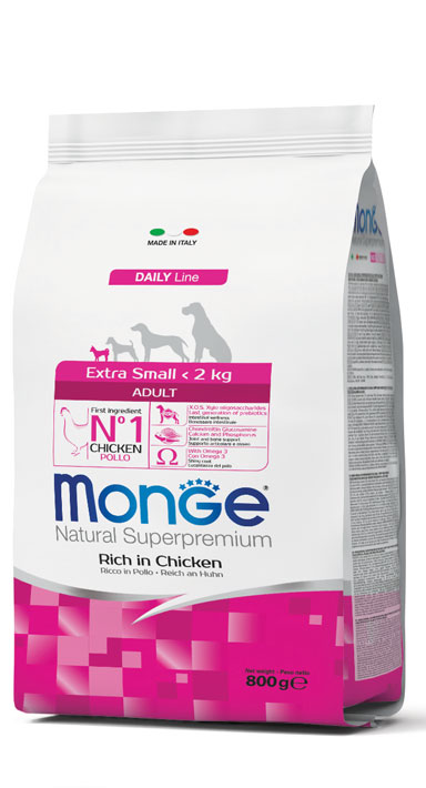 Monge dog adult Natural Superpremium Extra Small kana-riisi 800g