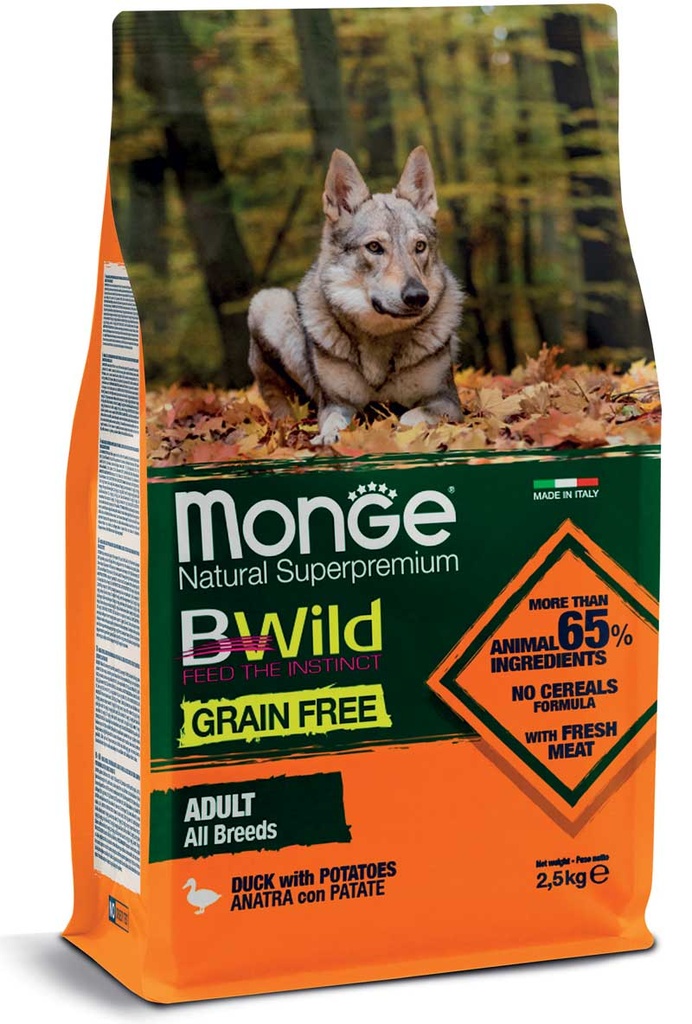 Monge dog adult BWild grain free ankka-peruna 2,5kg