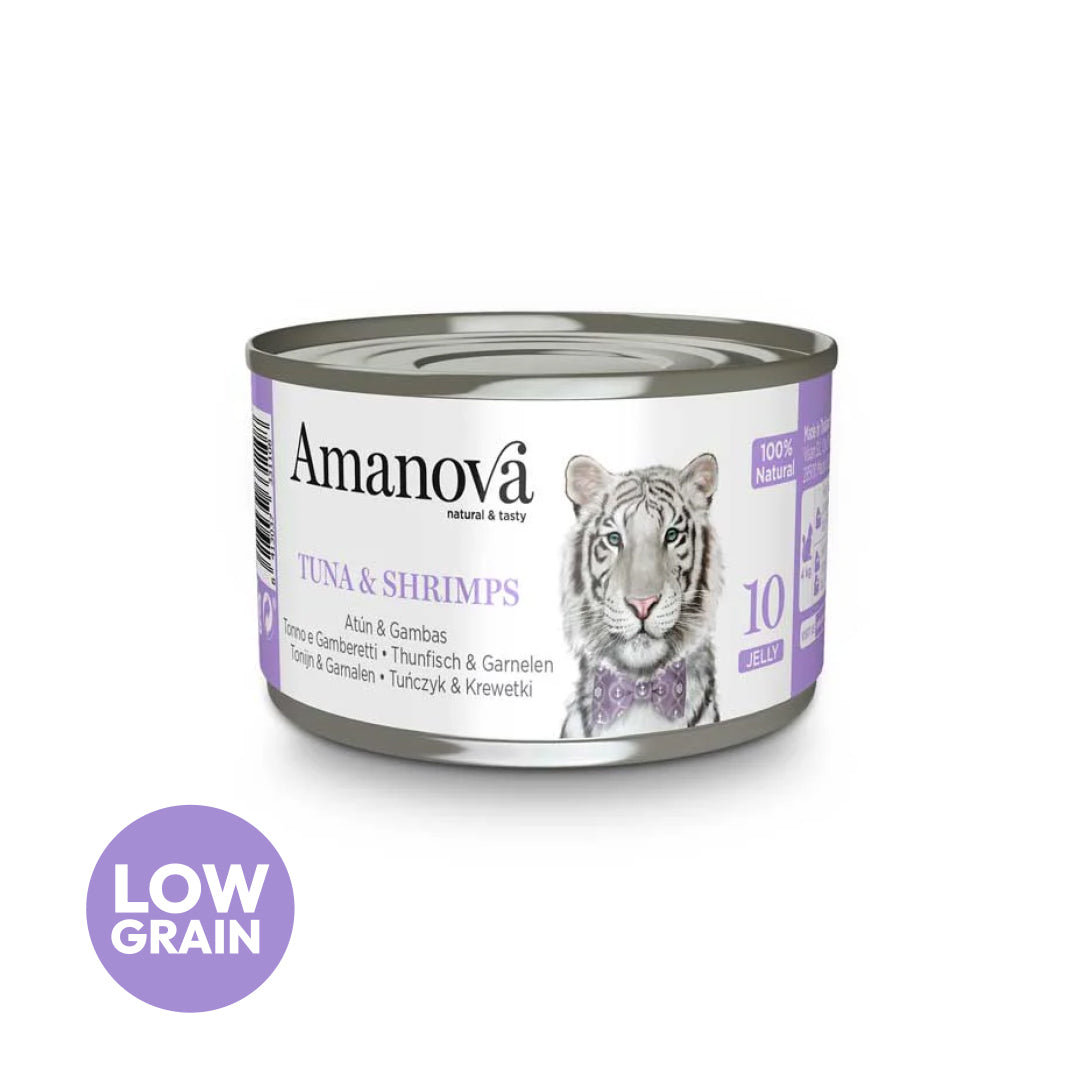 Amanova cat adult 10 tuna & shrimp in jelly 70 g can