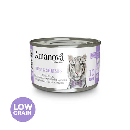 Amanova cat adult 10 tuna & shrimp in jelly 70 g can