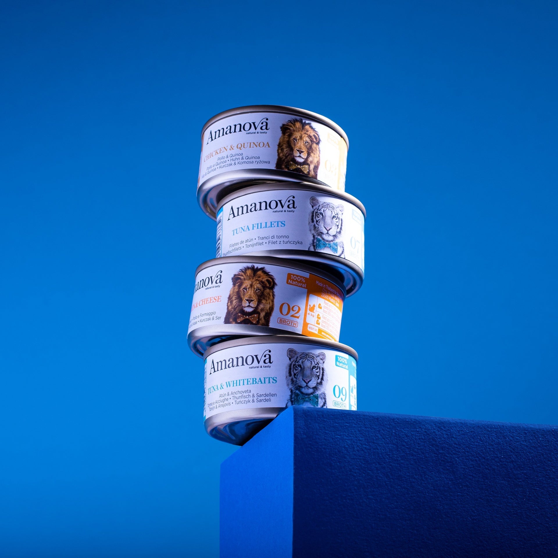 Amanova cat adult 09 tuna & white fish in broth 70 g can