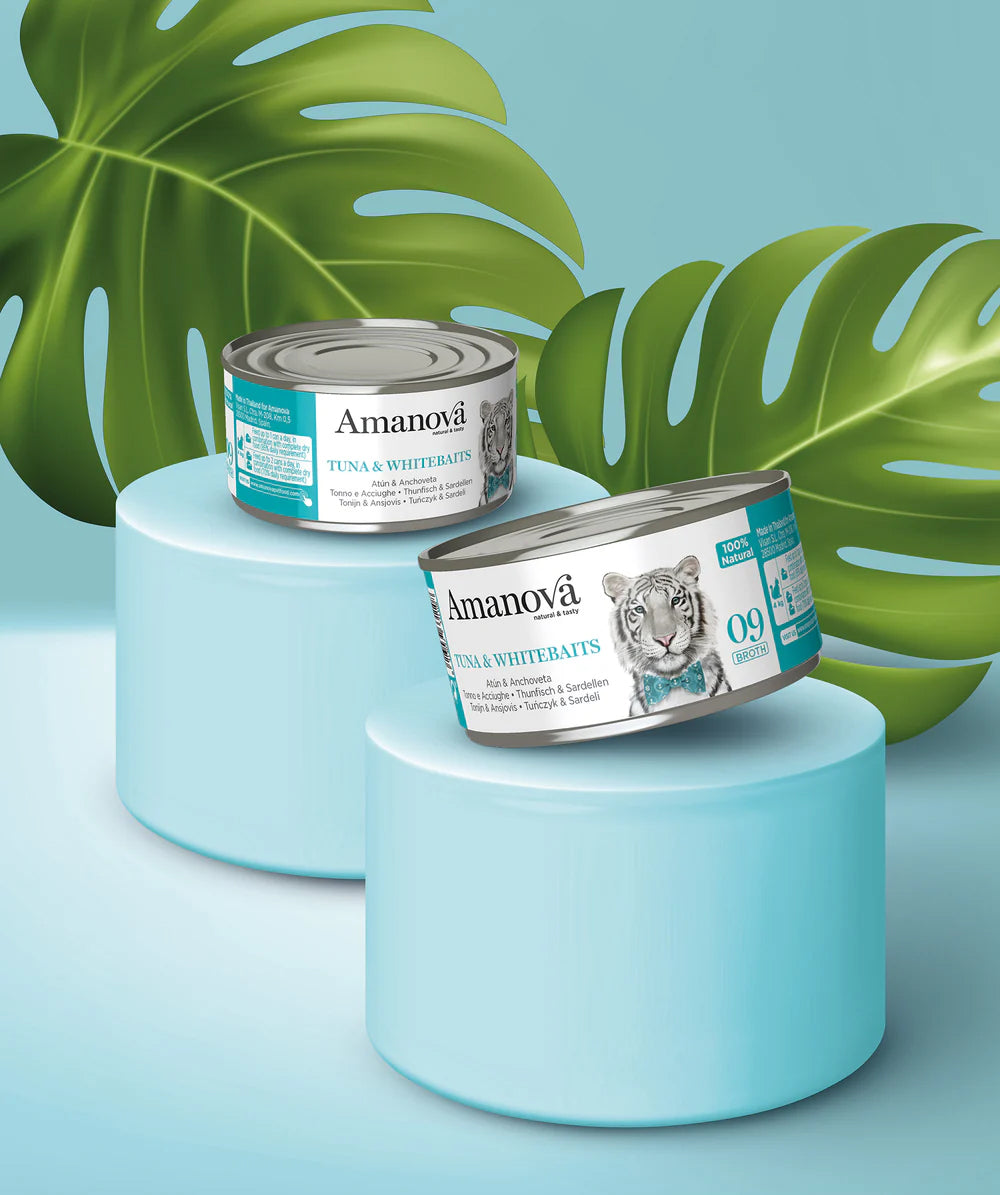 Amanova cat adult 09 tuna & white fish in broth 70 g can