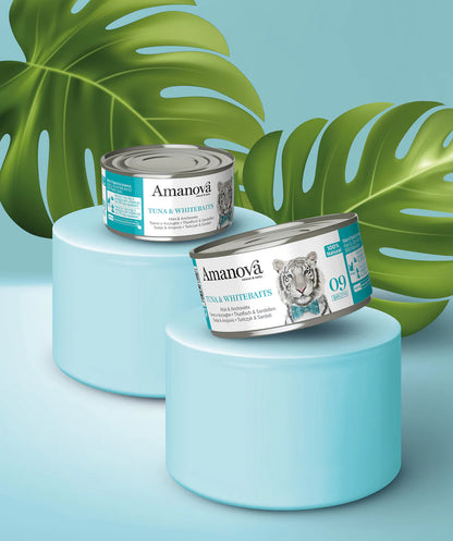Amanova cat adult 09 tuna & white fish in broth 70 g can