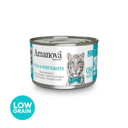 Amanova cat adult 09 tuna & white fish in broth 70 g can