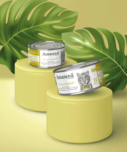 Amanova cat adult 12 tuna & shrimp in broth 70 g can