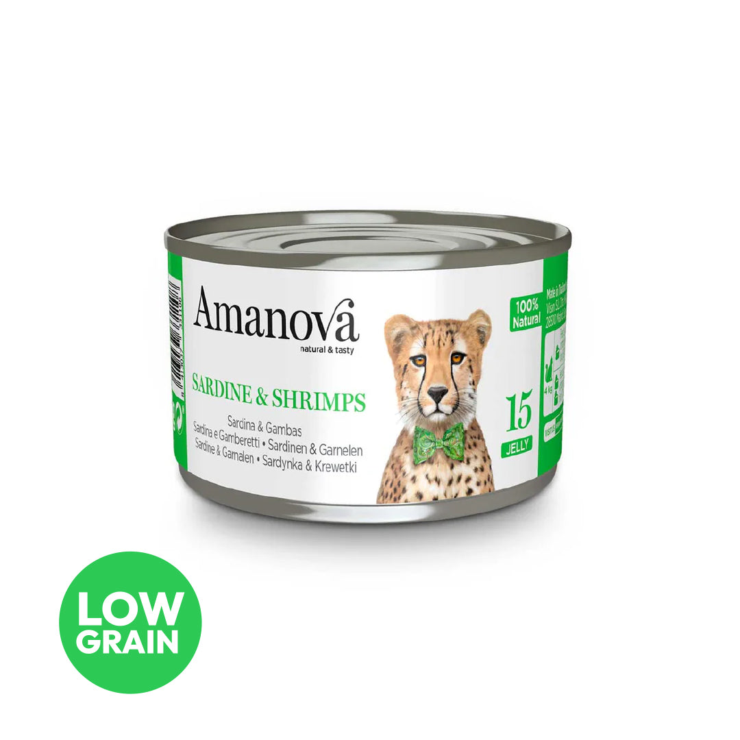 Amanova cat adult 15 sardine & shrimp in jelly 70 g can