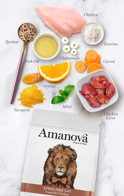 Amanova cat adult Sterilised Exquisite Kana & kinoa low grain  6 kg