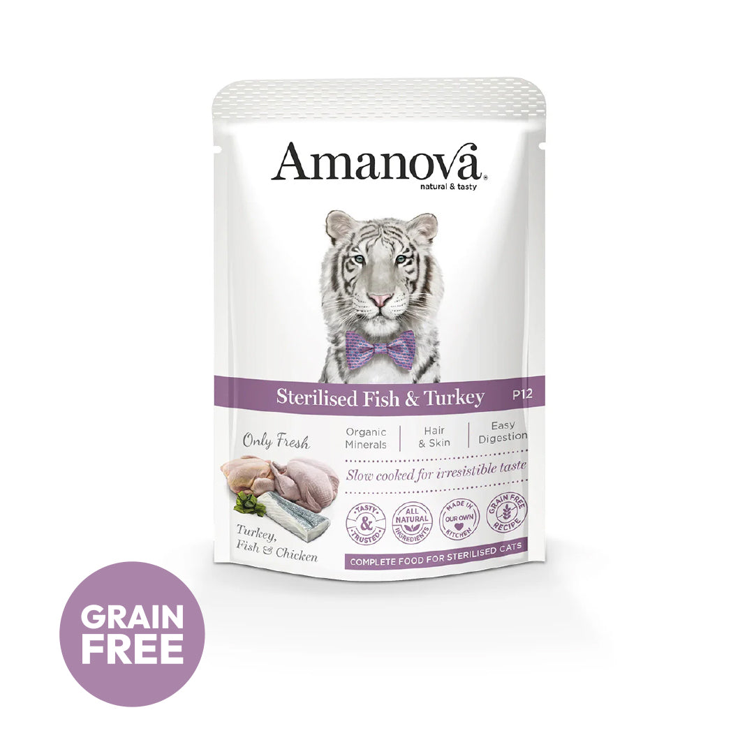 Amanova cat adult Sterilised Kala & kalkun 85 g pouch