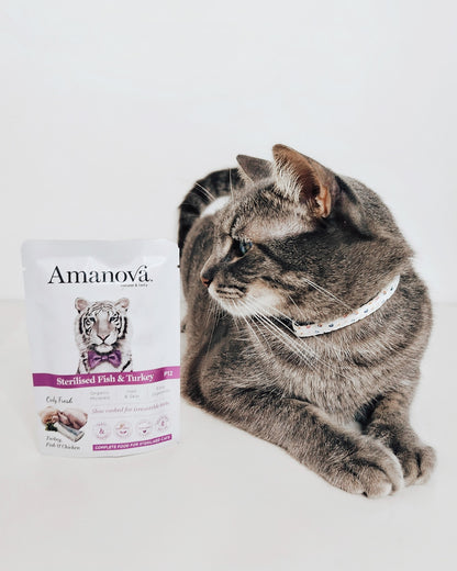 Amanova cat adult Sterilised Kala & kalkun 85 g pouch