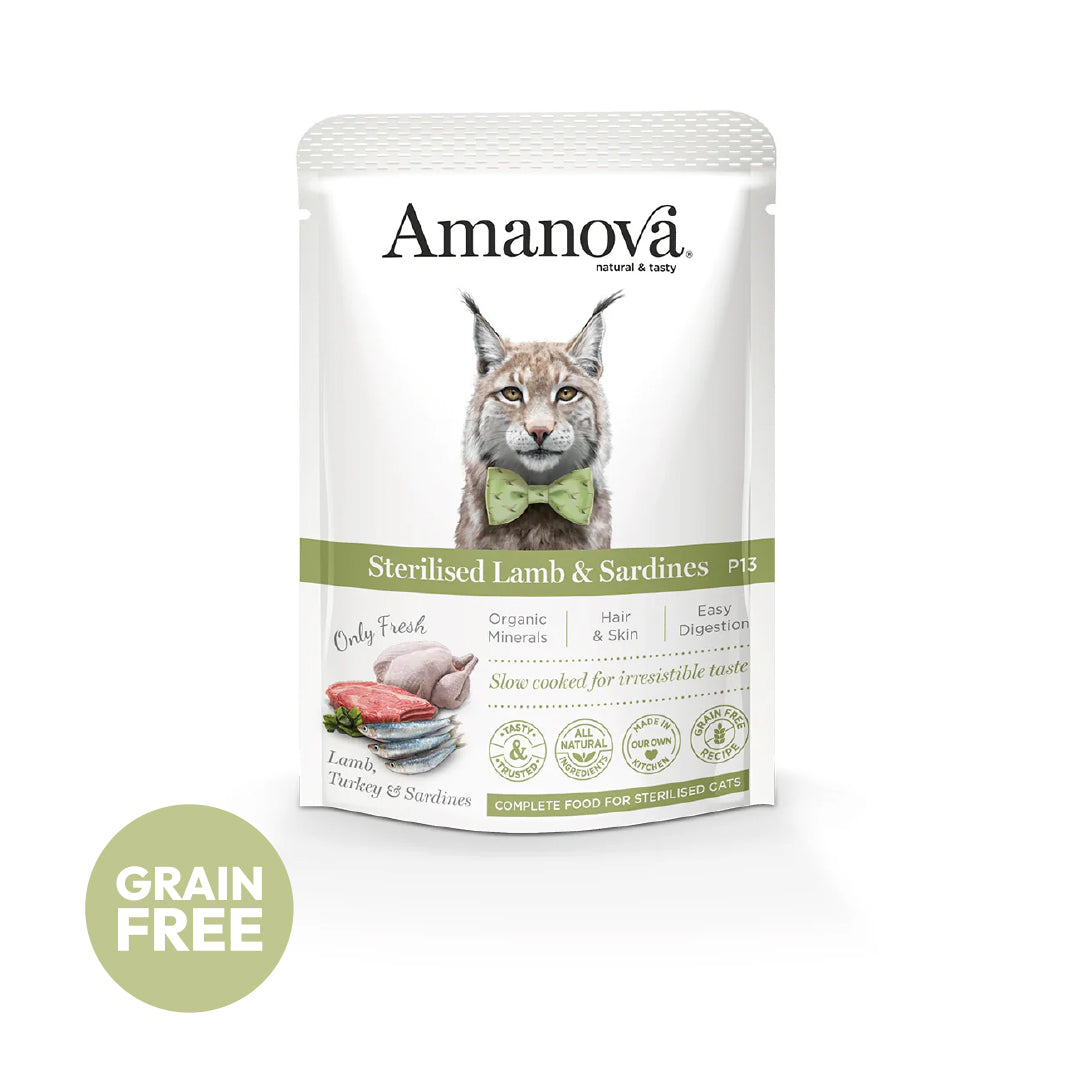 Amanova cat adult Sterilised Lammas & Sardiin 85 g pouch