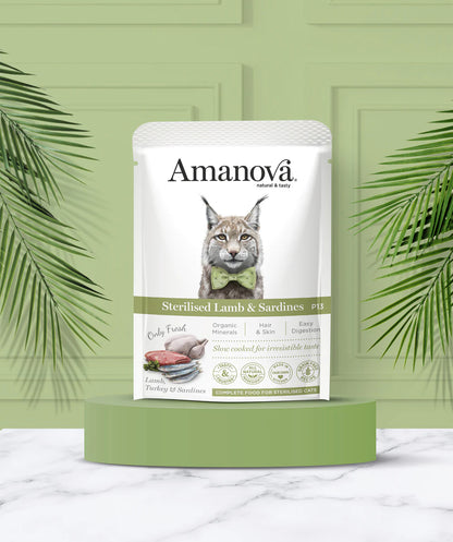 Amanova cat adult Sterilised Lammas & Sardiin 85 g pouch
