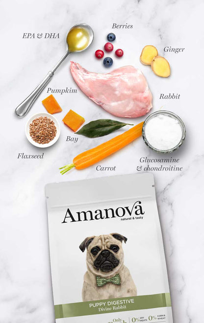 Amanova dog puppy Digestive küülik ja kõrvits 2 kg