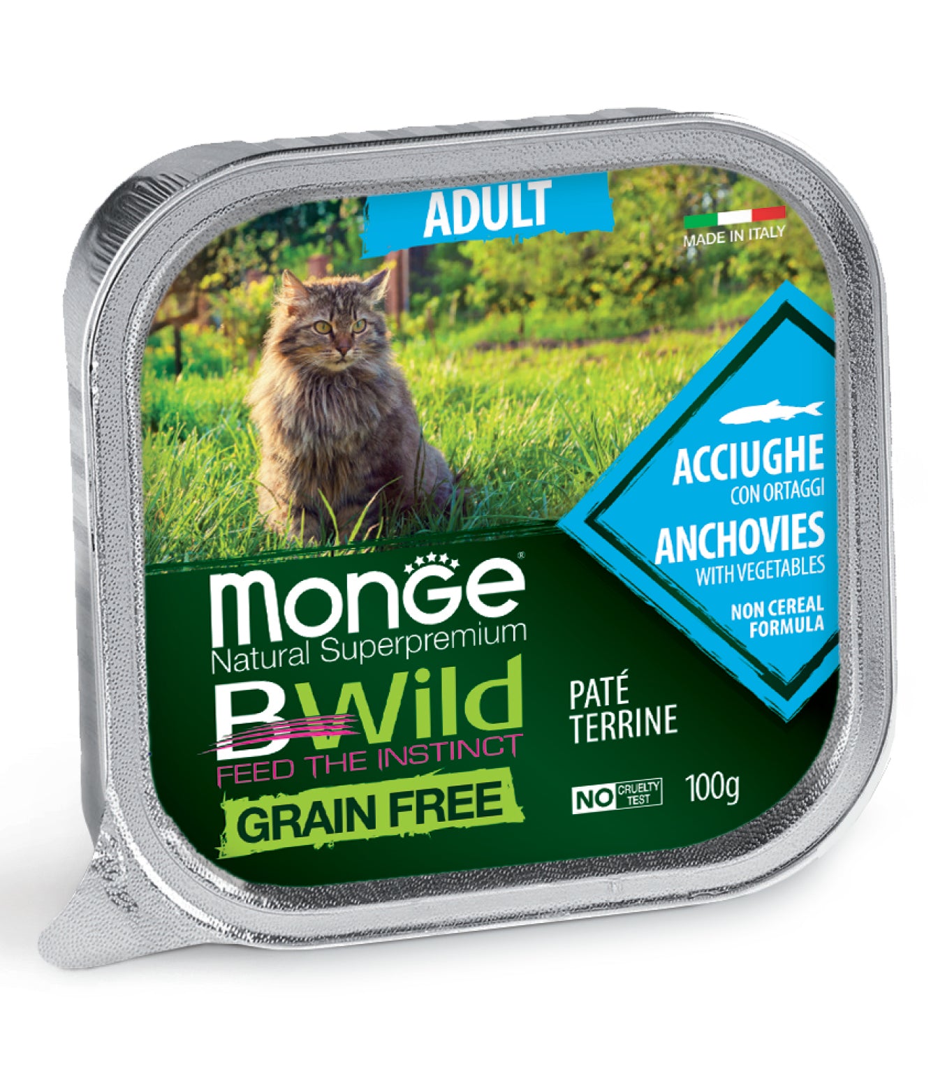 Monge cat adult BWild anchovy-vegetable 100 g tray