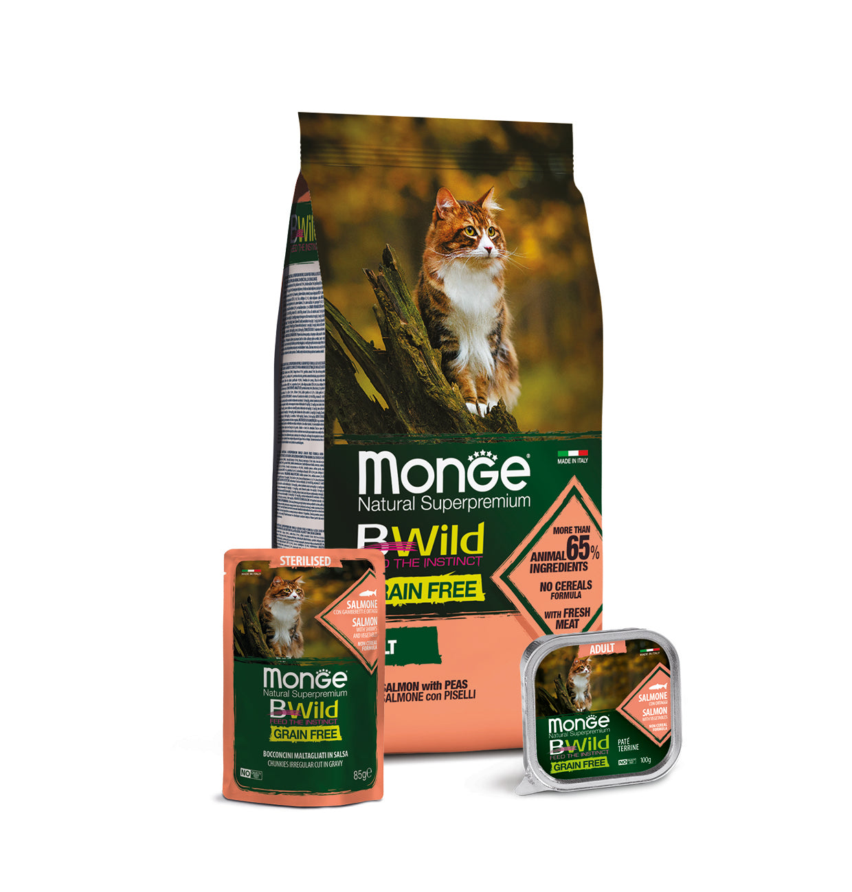 Monge Cat Adult BWild Grain Free Lõhe-Herne 1,5 kg