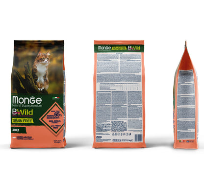 Monge Cat Adult BWild Grain Free Lõhe-Herne 1,5 kg