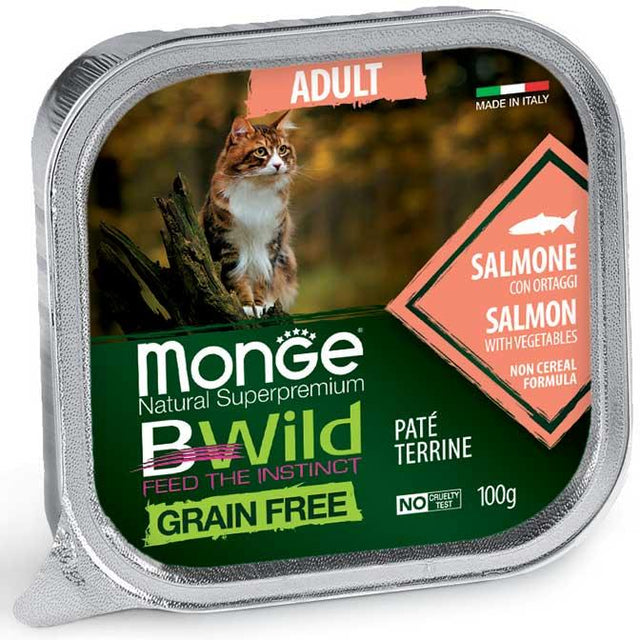 Monge Cat Adult BWild Salmon-Vegetable 100g Tray