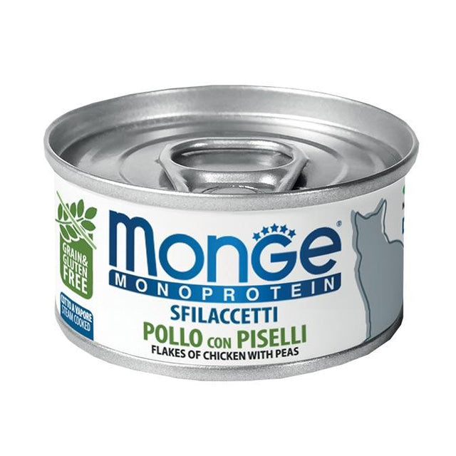 Monge cat adult Monoprotein Chicken & Peas 80g can