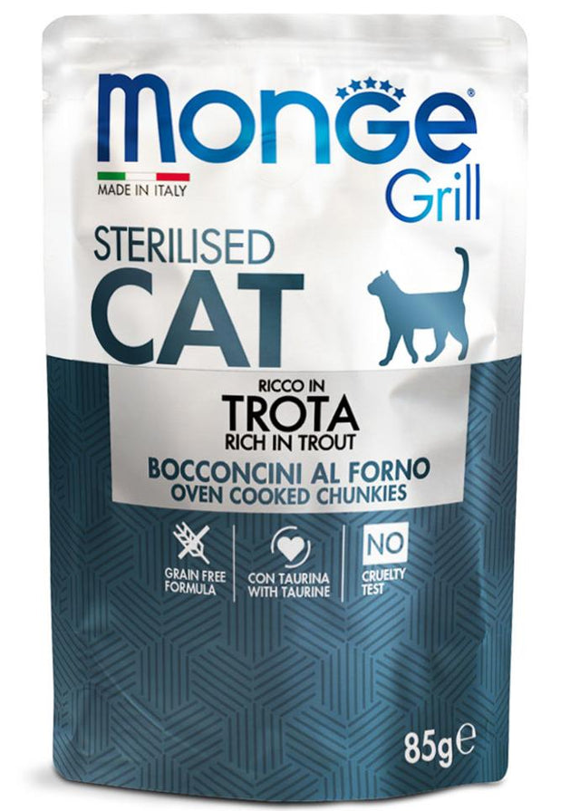 Monge cat sterilised Grill trout 85g pouch