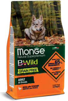 Monge dog adult BWild grain free duck-potato 2.5kg