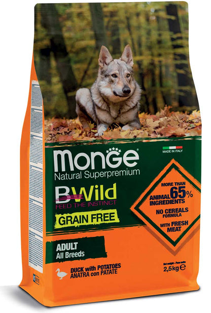 Monge dog adult BWild grain free duck-potato 2.5kg