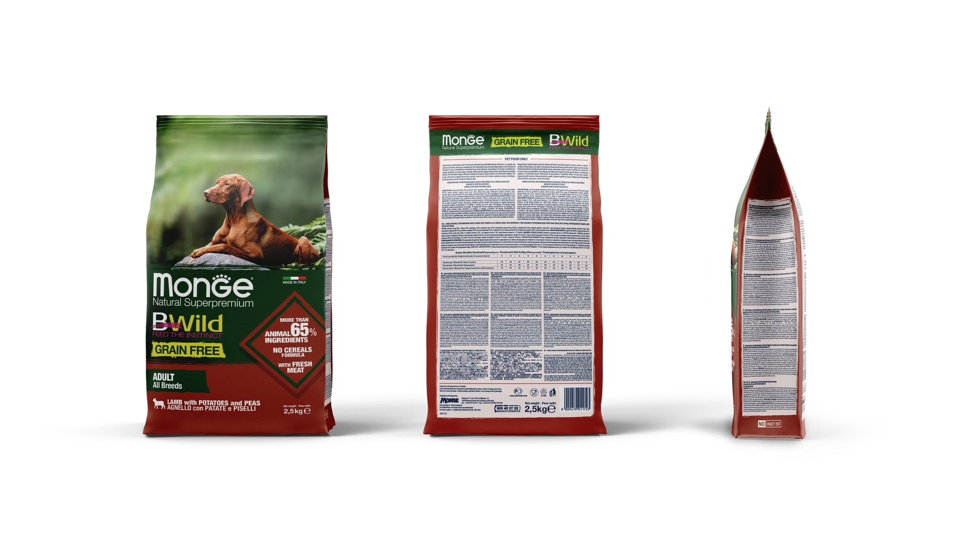 Monge Dog Adult BWild Grain Free Lamb-Potato-Pea 2.5kg