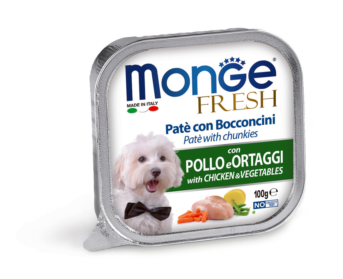 Monge dog adult Fresh Chicken-Vegetables 100g tray