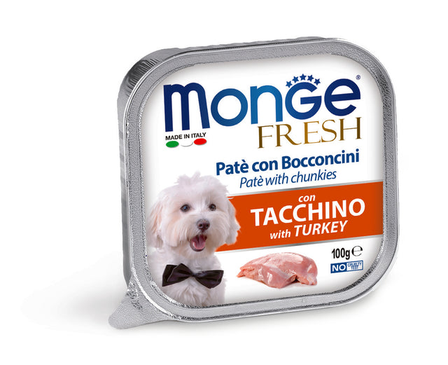 Monge dog adult Fresh Turkey 100g tray