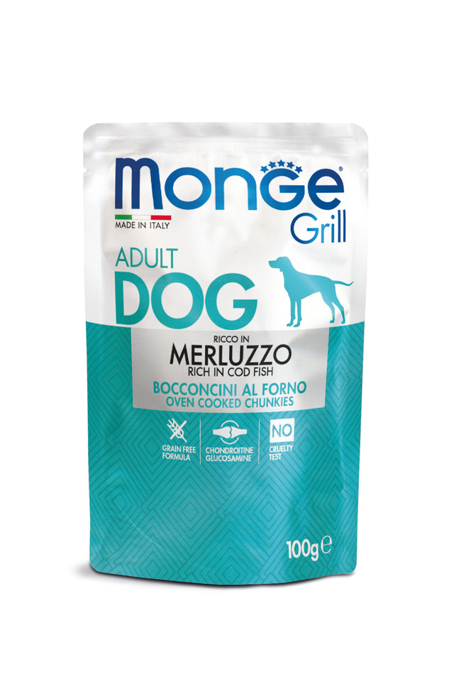 Monge dog adult Grill cod fish 100g pouch