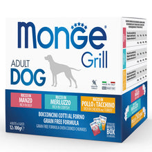 Monge dog adult Grill Mix monipakkaus kana-kalkkuna/nauta/turska 100g pouch