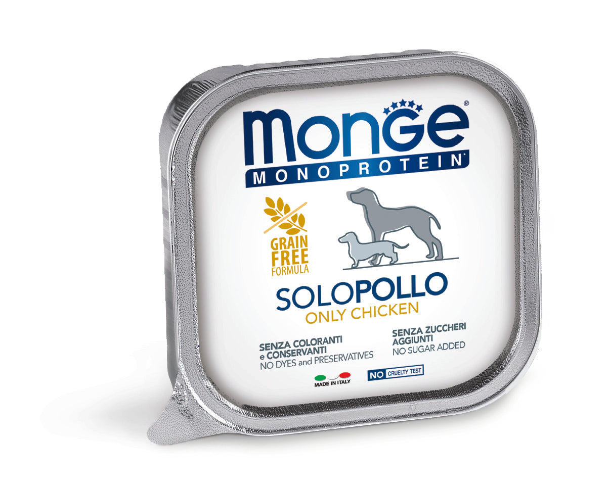 Monge dog adult Monoprotein chicken 150g tray