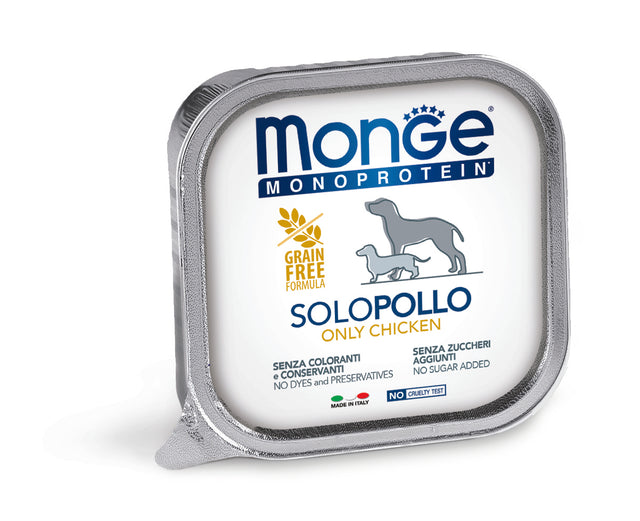 Monge dog adult Monoprotein chicken 150g tray