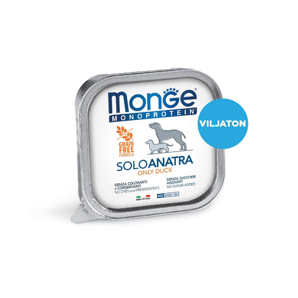 Monge dog adult Monoprotein Duck 150g tray