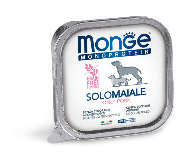 Monge dog adult Monoprotein pork 150g tray