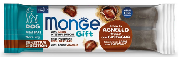 Monge Dog Gift Meat Bar Sensitive Digestion Lamb Chestnut 40g