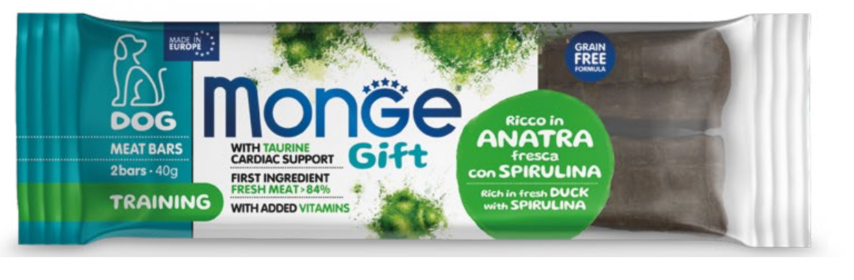 Monge Dog Gift Meat Bar Training Duck Spirulina 40
