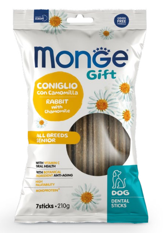 Monge Dog senior Gift Dental Jänese kamomill 210 g