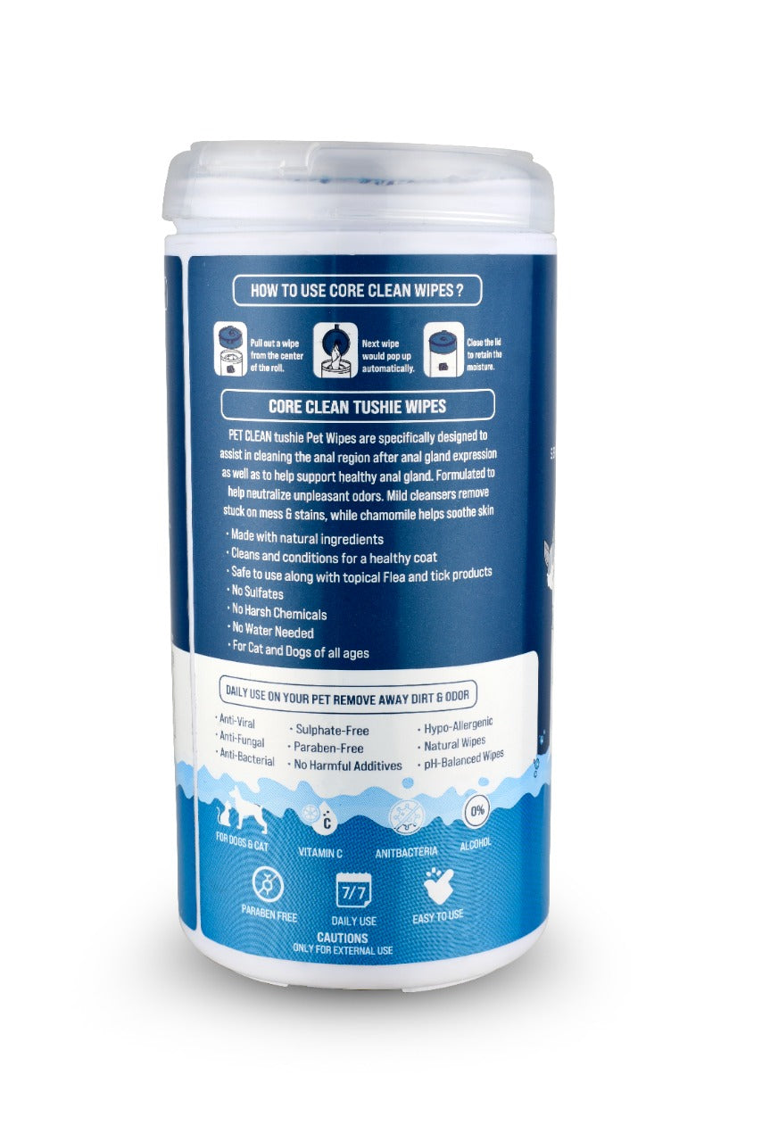Pet Clean Tushie wipes 50 wipes