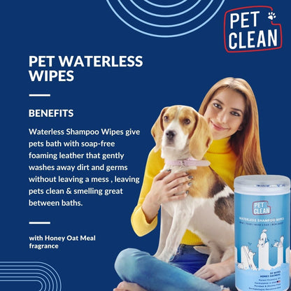 Pet Clean Waterless Shampoo wipes 50 wipes