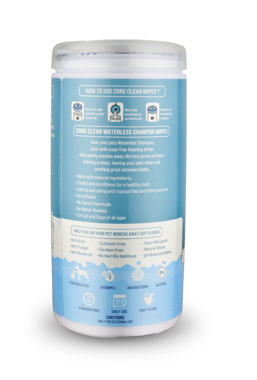 Pet Clean Waterless Shampoo wipes 50 wipes