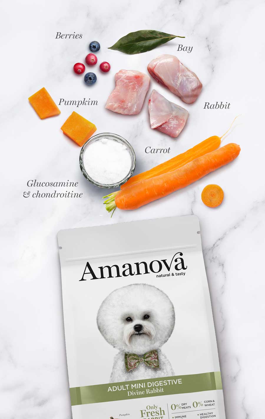 Amanova dog adult mini Digestive kani & kurpitsa 800 g