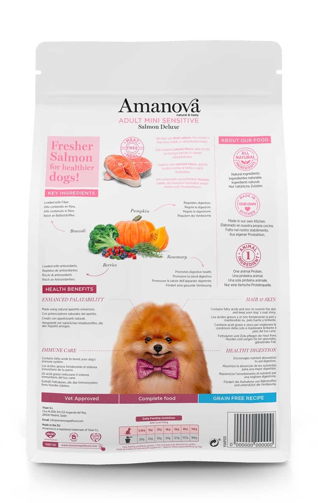 Amanova Sensitive lohi & kurpitsa pienille aikuisille koirille 2 kg